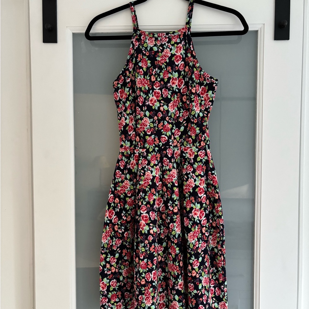 Aqua Red and Black Halter Sundress Mini